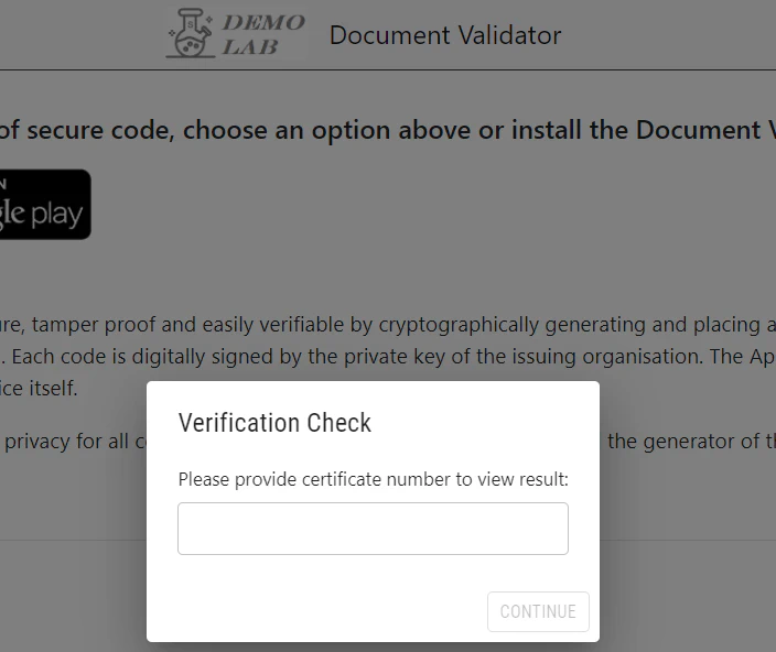 Verification Pin Prompt