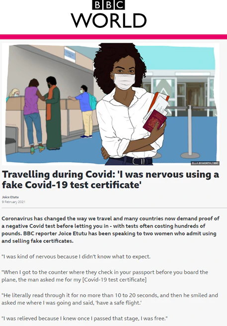 'I was nervous using a fake Covid-19 test certificate'