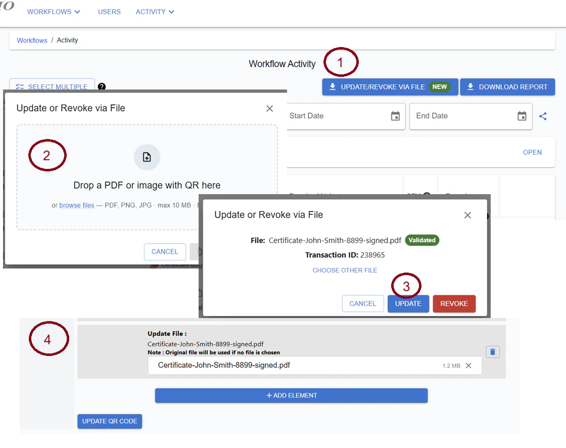 File-Drop Update or Revoke Modal