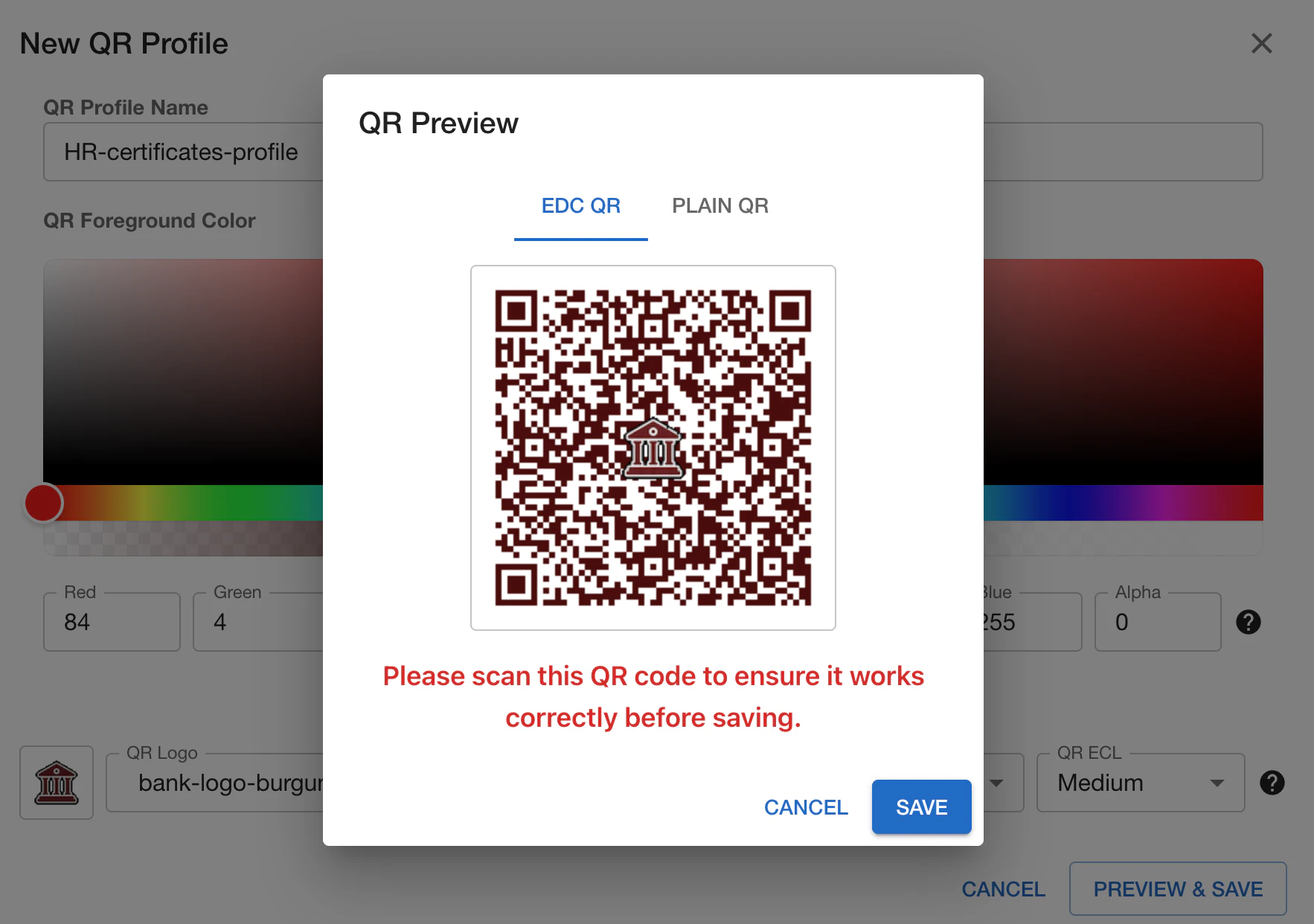 Preview and scan to confirm readability before finalizing