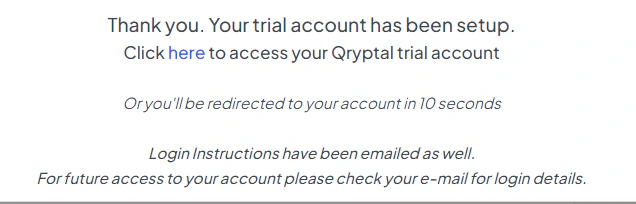 Trial account success